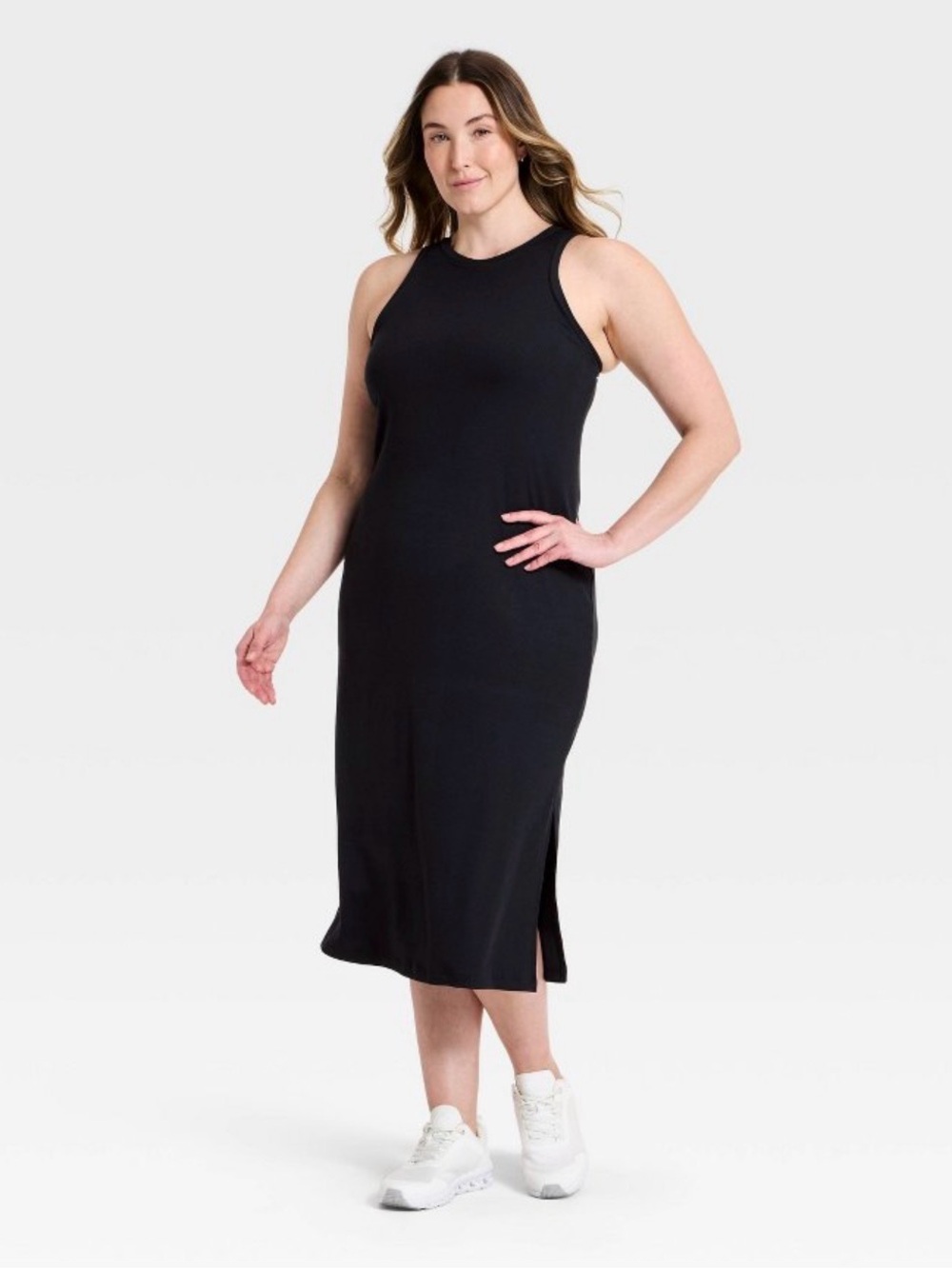 All In Motion Modal Ribbed Active Travel Midi Dress Size Large